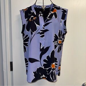 J. Crew Cap Sleeve Blouse Blue Flower Print